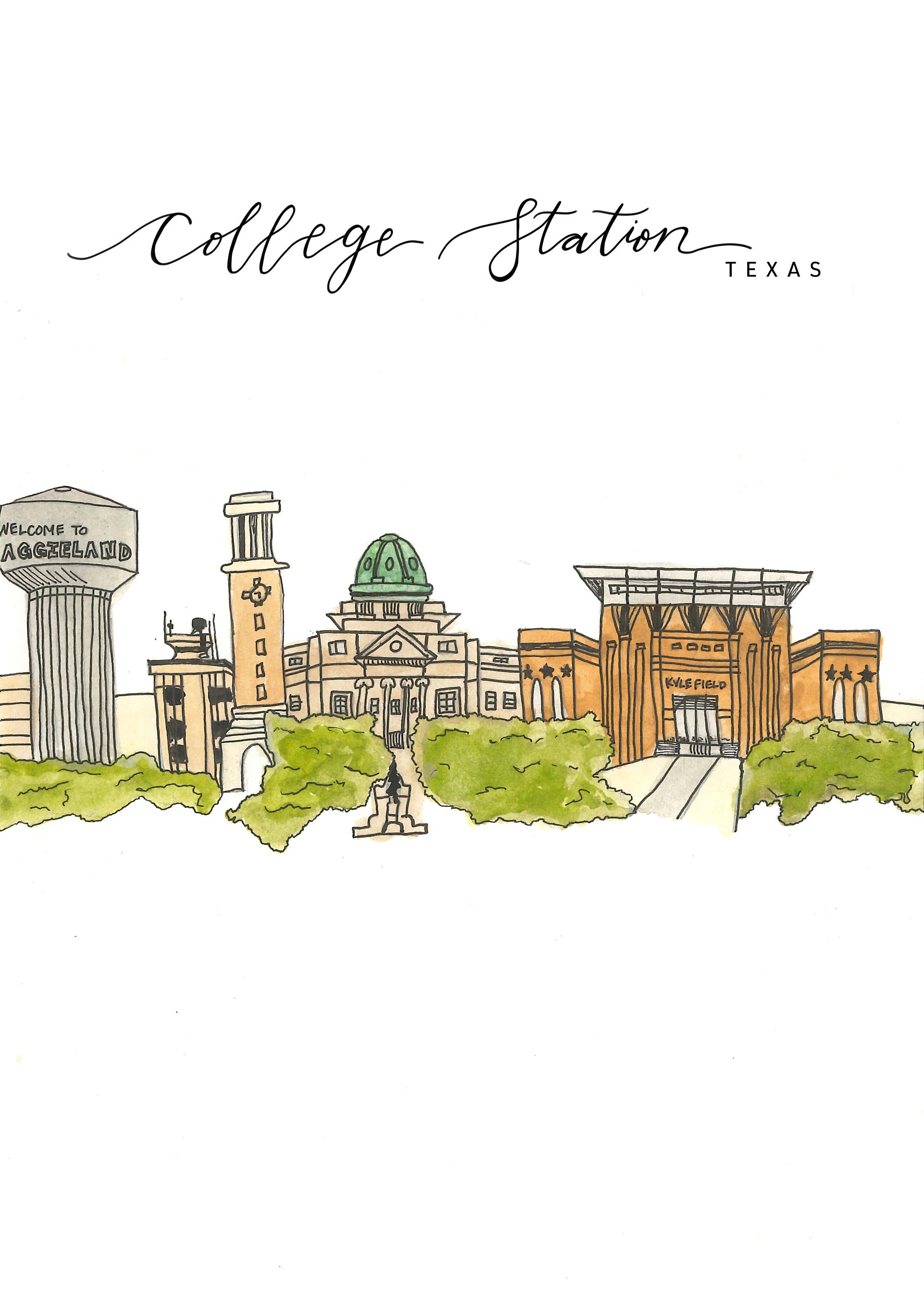 College Station Texas Skyline / Aggieland / Texas A&M University