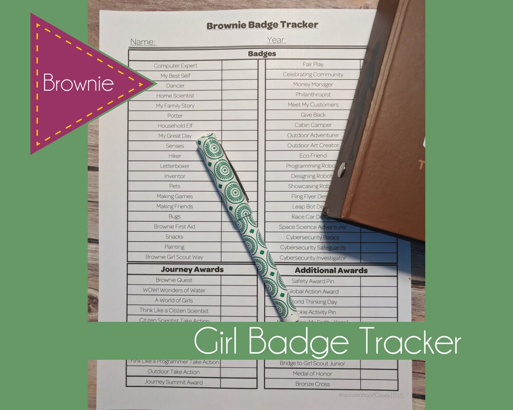 Brownie Individual Badge Tracker Etsy