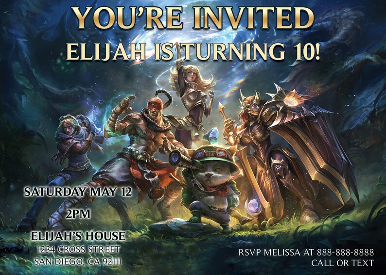 League Of Legends Birthday Invitation