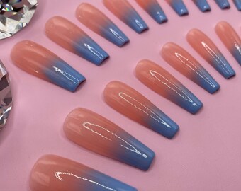 Baby Blue Nails Etsy