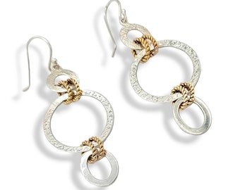 Two-tone Silver Hoops