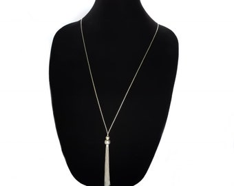 ZR Liquid Silver Tassel Necklace