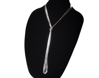 ZR 10 Strands  Liquid Silver Long Necklace
