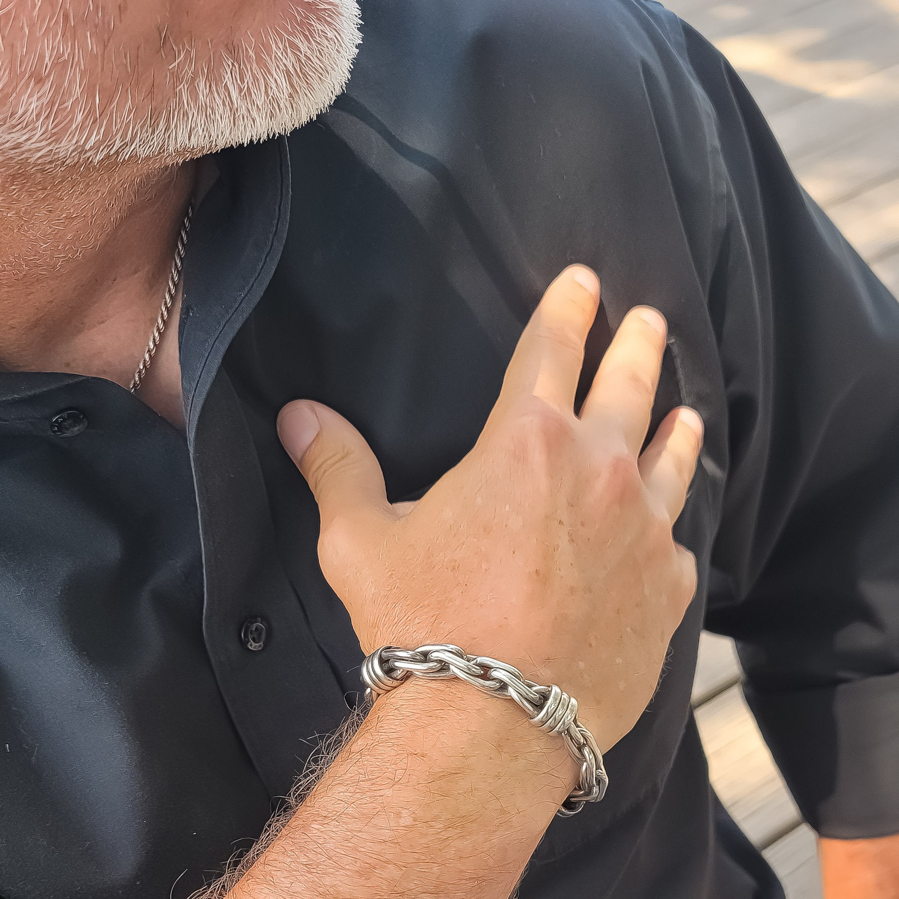 Men's sterling silver shop chain link bracelet