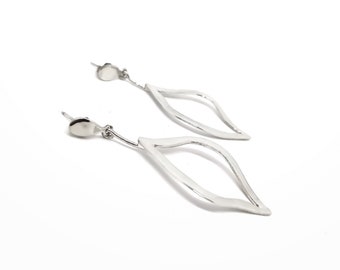 Sterling Silver Silhouette Leaf Earrings