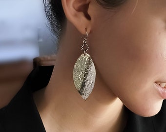 ZR Sterling Silver Hammered Fall Leaf Earrings