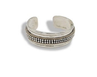 Small Two Tone Silver Cuff Bracelet