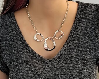 ZR Sterling Silver Open Circle Links Necklace