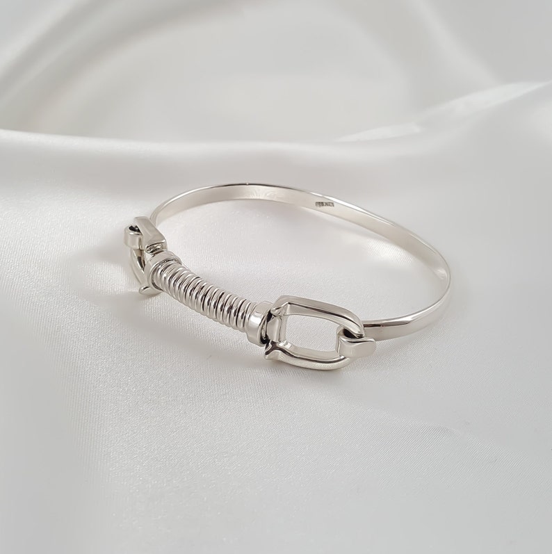 Sterling Silver Horseshoe Hook Bracelet Silver Bracelets for Women Gift ideas for her image 4