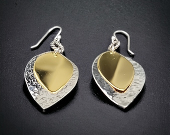 Sterling Silver & Gold Leaf Earrings