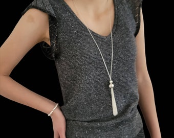 Liquid Silver Tassel Necklace