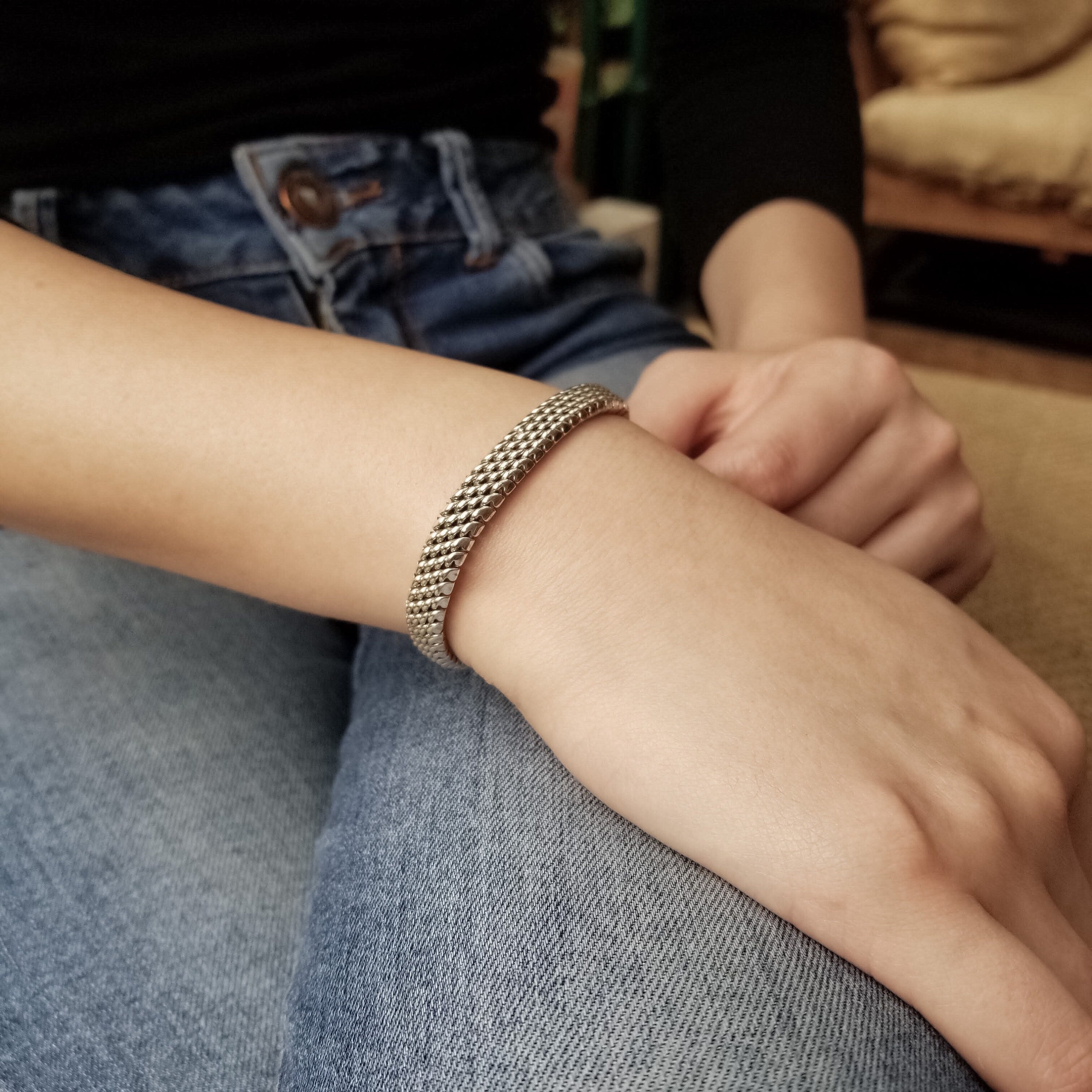 Sterling Silver Woven Mesh Bracelet