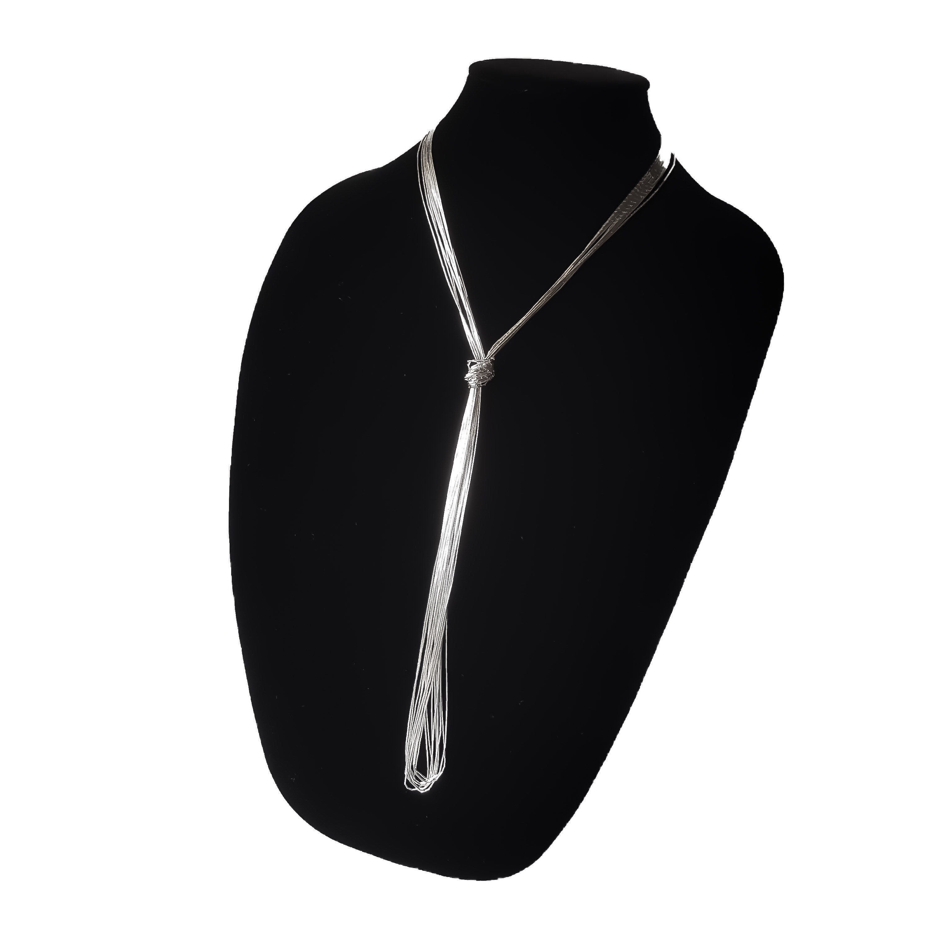10 Strands Liquid Silver Long Necklace