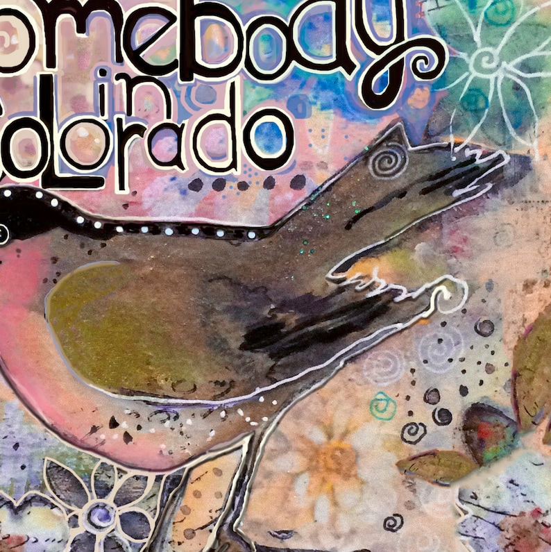 Made in Colorado 5x7 Card Card with Birds Handmade Greeting Card,Somebody In Colorado Loves You Greeting Card