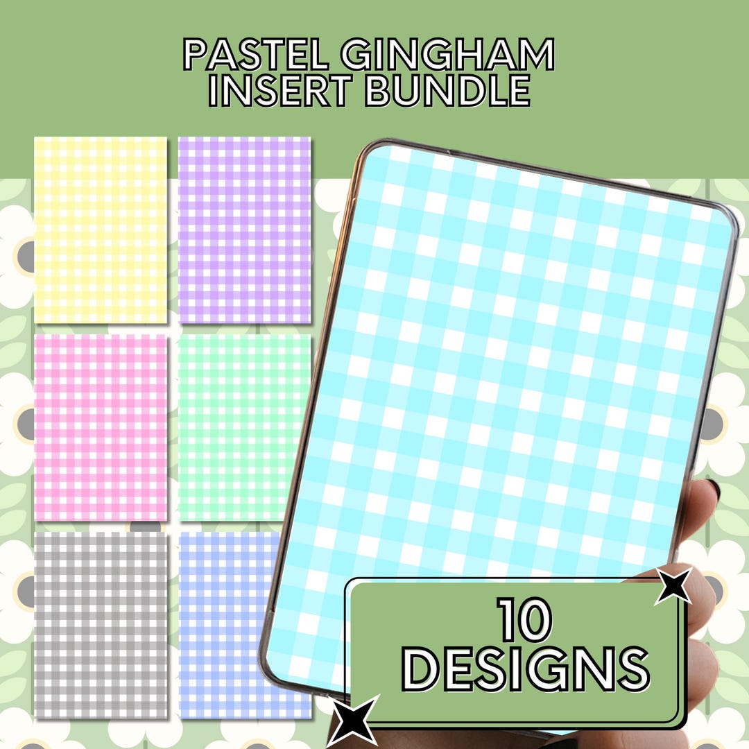 Gingham Kindle Insert Bundle, Printable Digital Download, Cute Girly ...