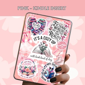 Paquete de pegatinas Coquette para Kindle, color rosa melocotón, estilo femenino y con temática literaria, bonitas decoraciones para Kindle, regalo para lectoras, descarga digital imprimible.