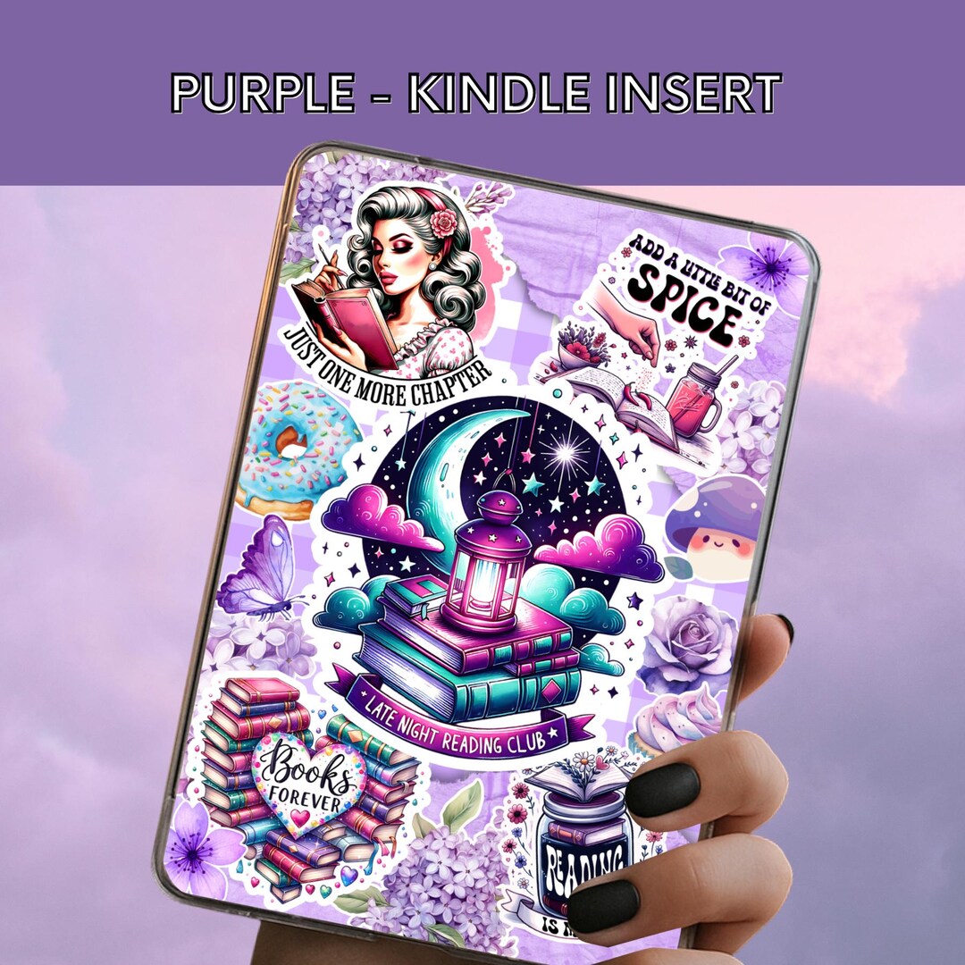 Purple Flowers Kindle Insert - Digital Download, Bookish Merch, Ereader ...