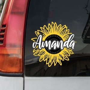 Sunflower Name Vinyl Decal | Sunflower Decal | Sunflower Sticker | Name Decal | Sunflower Car Decal | Sunflower Gift | Sunflower Monogram