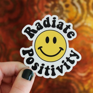 Radiate Positivity Sticker | Good Vibes Sticker | Smiling Face Sticker | Positivity Sticker | Happiness Sticker | Happy Sticker