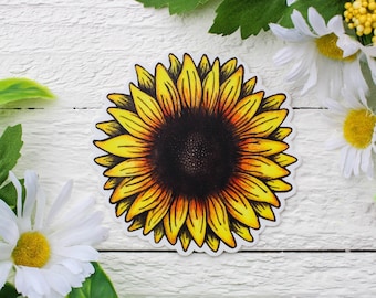 Sunflower Sticker | Sunflower Decal | Sunflower Gift | Sunflower Laptop Sticker | Yellow Sticker | Sunflower Car Decal | Sunflower Art