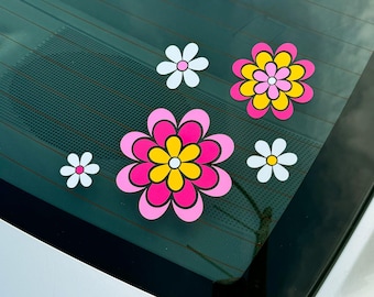 Retro Daisy Decal Set | Daisy Decal | Daisy Car Decal | Cute Car Decal | Flower Car Decal | Flower Car Sticker | Hippie Car Decal