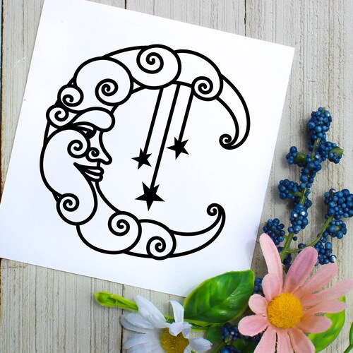 Crescent Moon Vinyl Decal Sticker Etsy