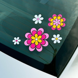 Retro Daisy Decal Set | Daisy Decal | Daisy Car Decal | Cute Car Decal | Flower Car Decal | Flower Car Sticker | Hippie Car Decal
