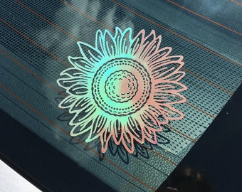 Sticker voiture tournesol | Sticker holographique tournesol | Sticker tournesol | Cadeau tournesol | Sticker holographique pour voiture | Sticker tournesol tournesol