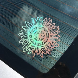 Sunflower Car Decal | Holographic Sunflower Decal | Sunflower Sticker | Sunflower Gift | Holographic Car Decal | Sunflower Car Sticker