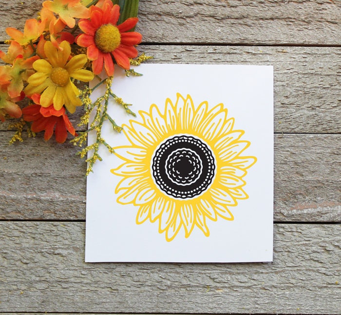 Sunflower Vinyl Decal Sunflower Car Decal Sunflower Etsy