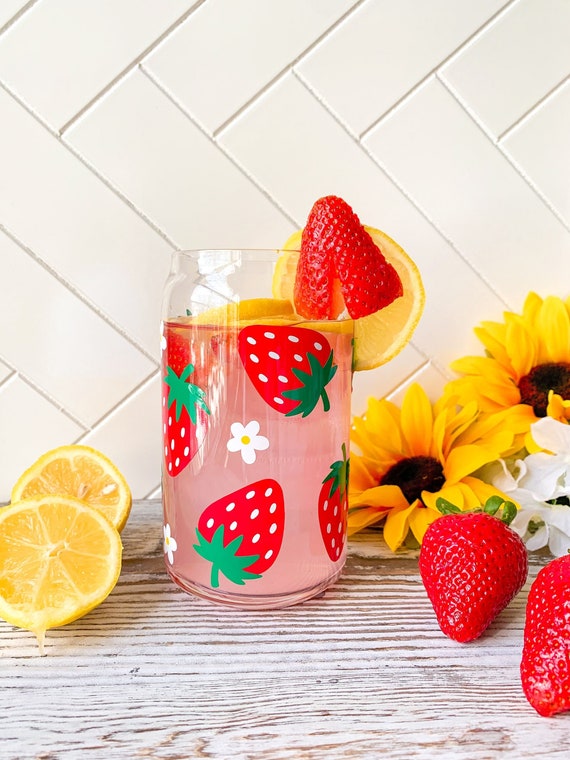 Strawberry Iced Coffee Cup with Lid & Straw, 16oz Tumbler