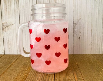 Heart Mason Jar Mug | Cute Iced Coffee Cup | Iced Coffee Cup | Mason Jar Mug | Mason Jar Glass | Lemonade Glass | Heart Cup | Cute Cup