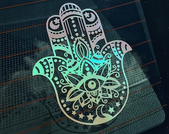 Holographic Hamsa Vinyl Decal | Hamsa Car Decal | Hamsa Decal | Hamsa Sticker | Holographic Decal | Hand Decal | Peace Decal | Car Decal