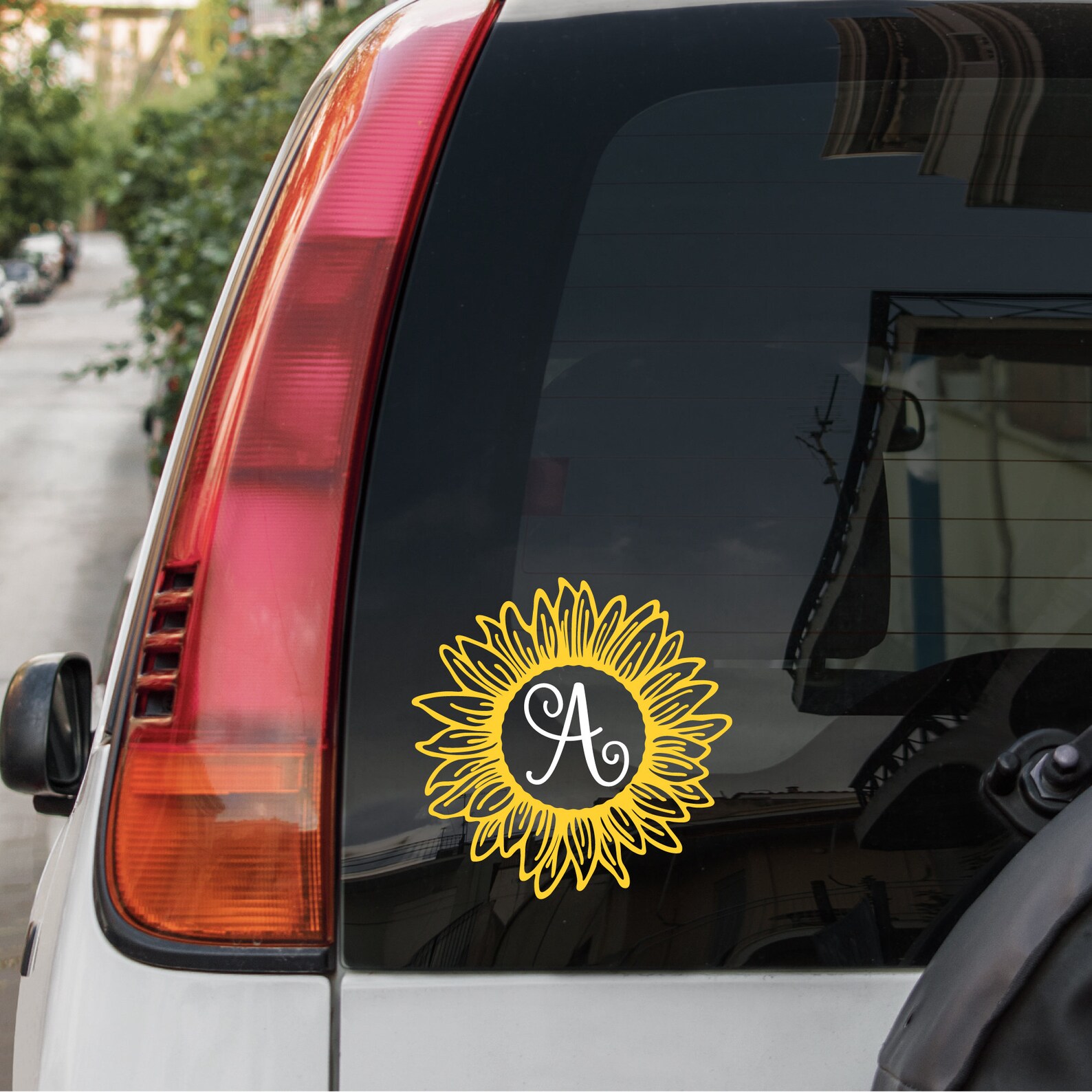 Sunflower Initial Vinyl Decal | Sunflower Decal | Sunflower Car Decal ...