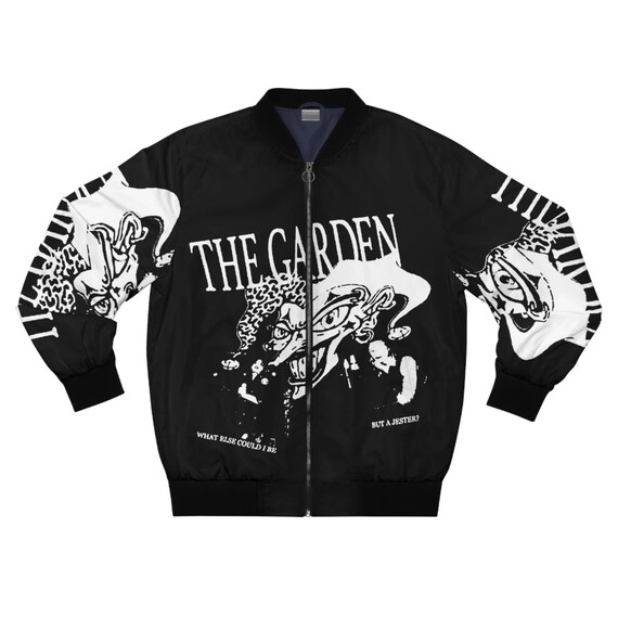 The Garden Jester Hockey Front and Back Band Graphic Bomber Jacket Black and White Merch Wyatt Fletcher Shears Band Merch Gift Etsy