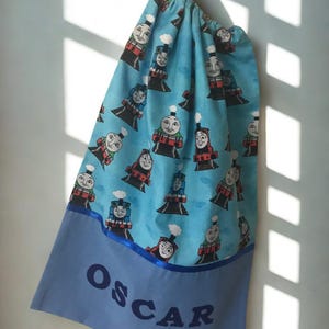 Childrens Library Bag, Handmade, Personalised - Thomas the Tank Engine imagem 2