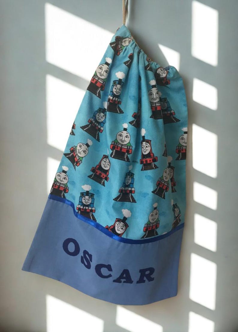 Childrens Library Bag, Handmade, Personalised - Thomas the Tank Engine imagem 2
