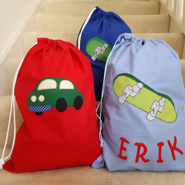 Personalised Appliqued Library Bag / Book Bag / Toy Bag - Various Designs Available -