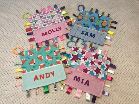 Baby Giraffes Babies Personalised Taggy Security Blanket