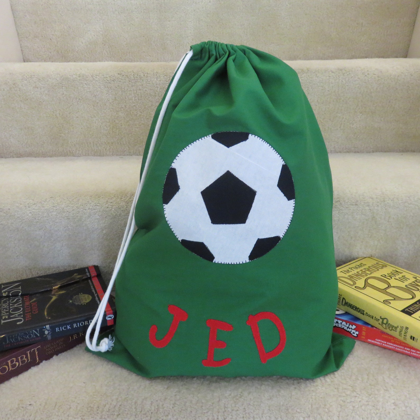 Children's Personalised Library Bag / Book Bags Soccer Etsy Sweden