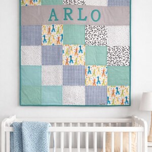 Personalised Name Any Colour Custom Made to order Patchwork Baby Quilt