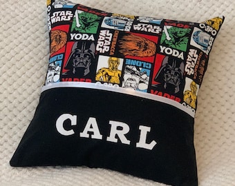 Childrens Personalised Character Cushion Cover / Kindy Pillow - Star Wars -