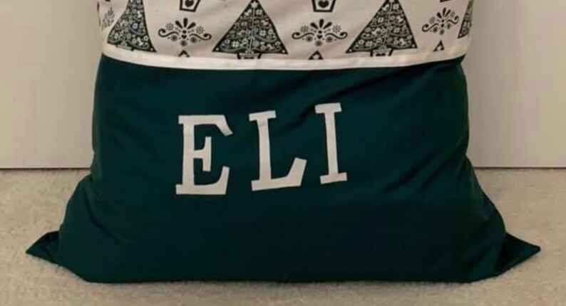 Scandi Xmas Tree Print Personalised Name ChristmasSantaPresent Sack
