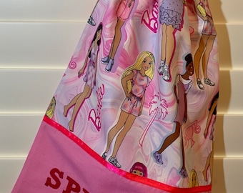 Children's Personalised Library Bag / Book Bags - BARBIE -