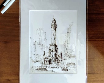 Chicago Water Tower Matted Print