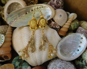 Golden Turtle Sunset Earrings