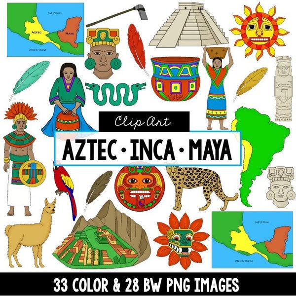 Aztec Inca and Maya Digital Clip Art Images