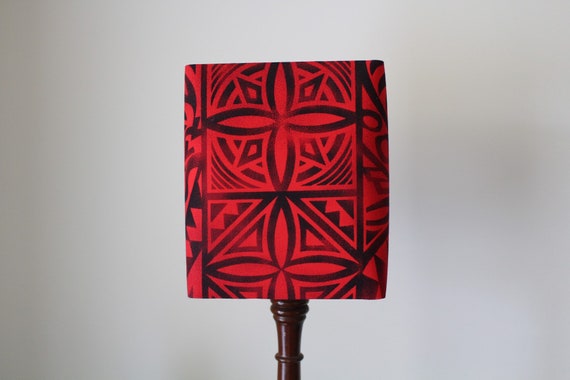 Red And Black Samoan Cube Lampshade Square Rectangle Modern Ireland Red And Black Samoan Cube Lampshade, Red And Black Lamp Shade