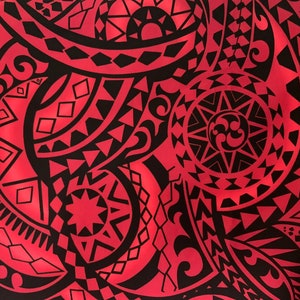Red Hawaiian Patterned Lampshade - Tropical Hawaiian Lamp