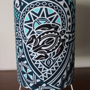 Hawaiian Blue Turtle Lamp - Blue Honu Lampshade Tribal Tiki Design